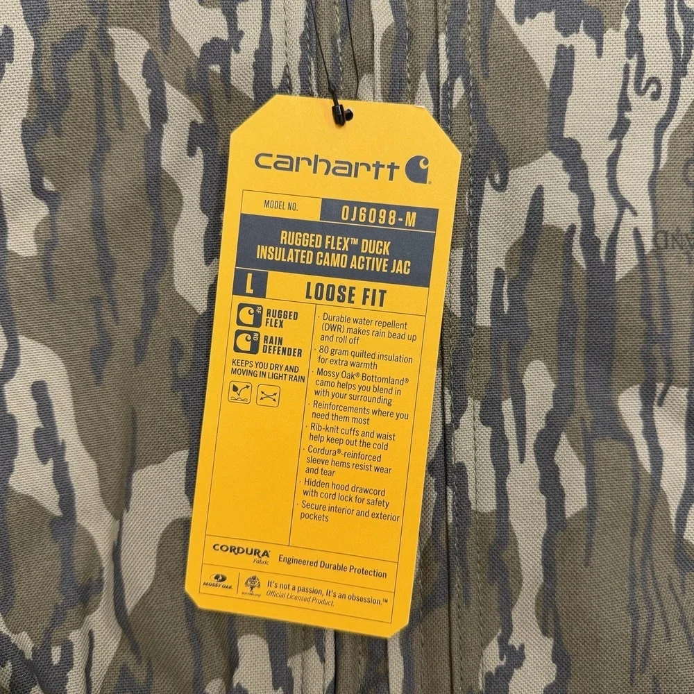 Carhartt Jacket Mens Small BottomLand Camo Rugged Flex‎ Duck Insulated Loose Fit